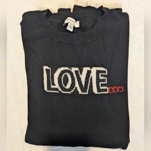 Bethany Frankel's Skinnygirl Jeans Black "Love" Sweater Women's Size Small